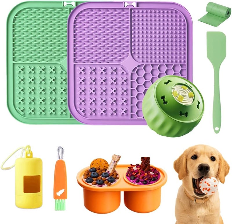 Thooaw 7.87" Dog&Cat Lick Mat with Suction Cups Set,Frozen Treat Puzzle Dispenser for Puppy,Dog Enrichment Toy Foam Ball for Anxiety Relief - Image 1